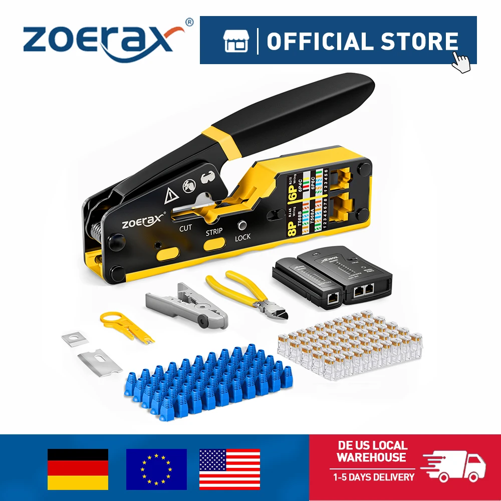 Wire Stripper Cutter - ZoeRax RJ45 CAT6 CAT5E Crimp Tool