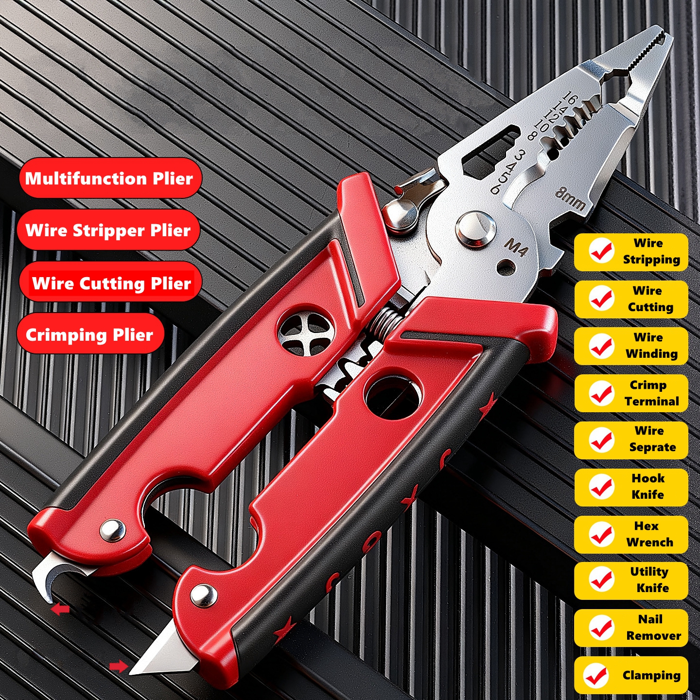 Wire Stripper Cutter - 18 in 1 Electrician Pliers Multifunctional