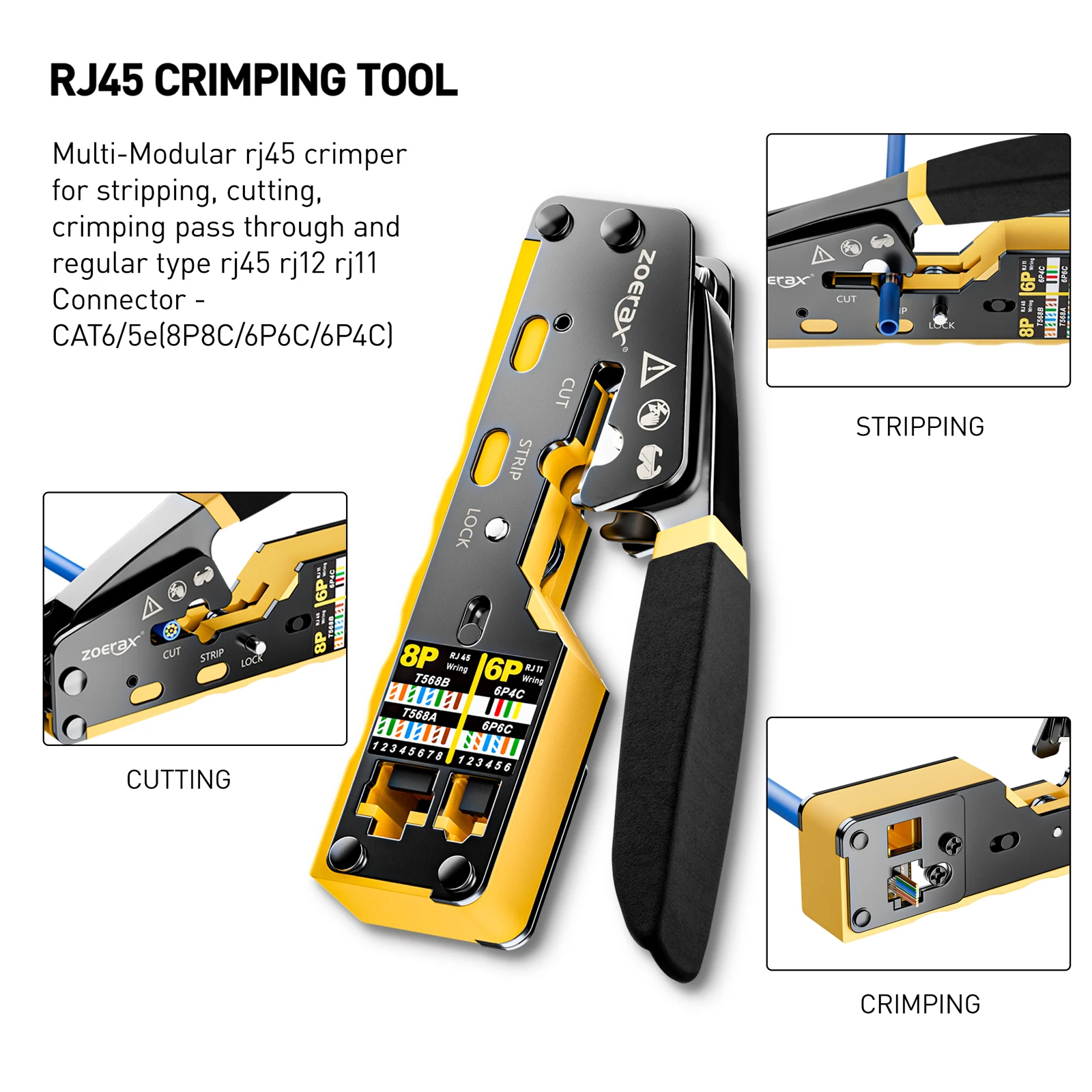 ZoeRax RJ45 CAT6 CAT5E Crimp T - Wire Stripper Cutter avaliação e preço