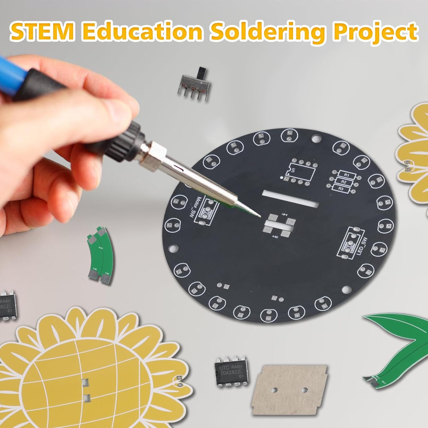 Light Chasing Sunflower Solder - Diy Electronics Kits For Adults avaliação e preço
