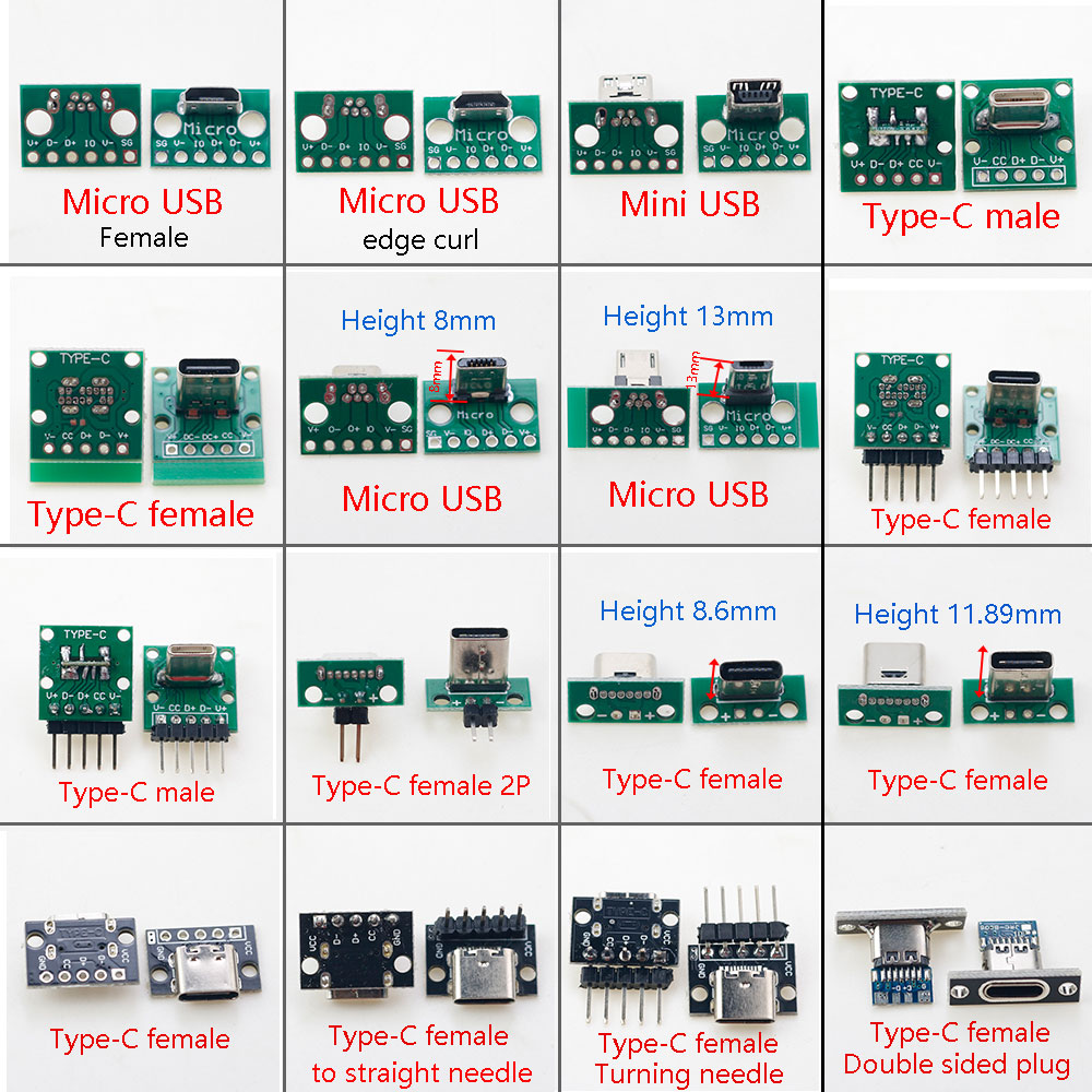 Micro Mini USB Type C 2Pin USB - Male Female Header Pin avaliação e preço