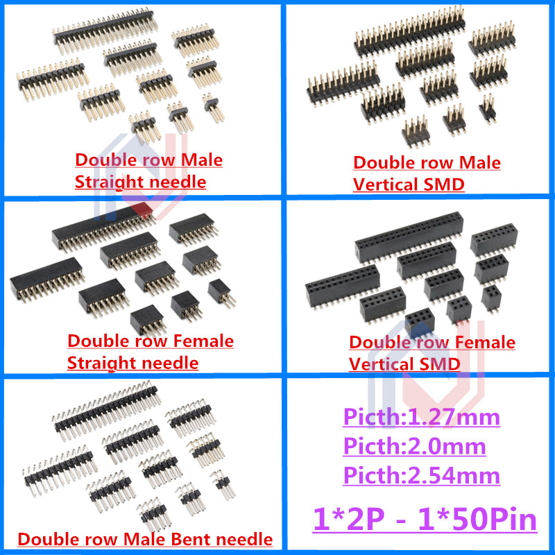 10Pcs 1.27mm 2.0mm 2.54mm Pitc - Male Female Header Pin avaliação e preço