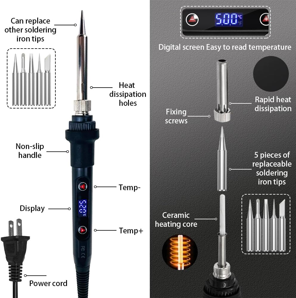 80W Soldering Iron Kit with LC - Diy Electronics Repair avaliação e preço